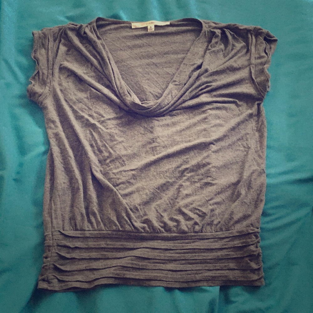 Gray scoop neck top